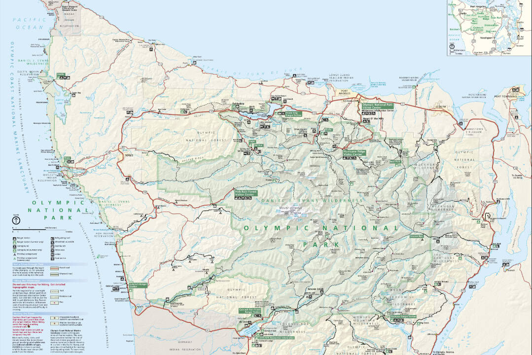 A detailed map of Olympic National Park