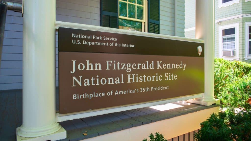 Brookline, MA, USA - AUG. 1, 2018: John Fitzgerald Kennedy National Historic Site NHS at 83 Beals Street in the Coolidge Corner of Brookline near Boston, Massachusetts, MA, USA.