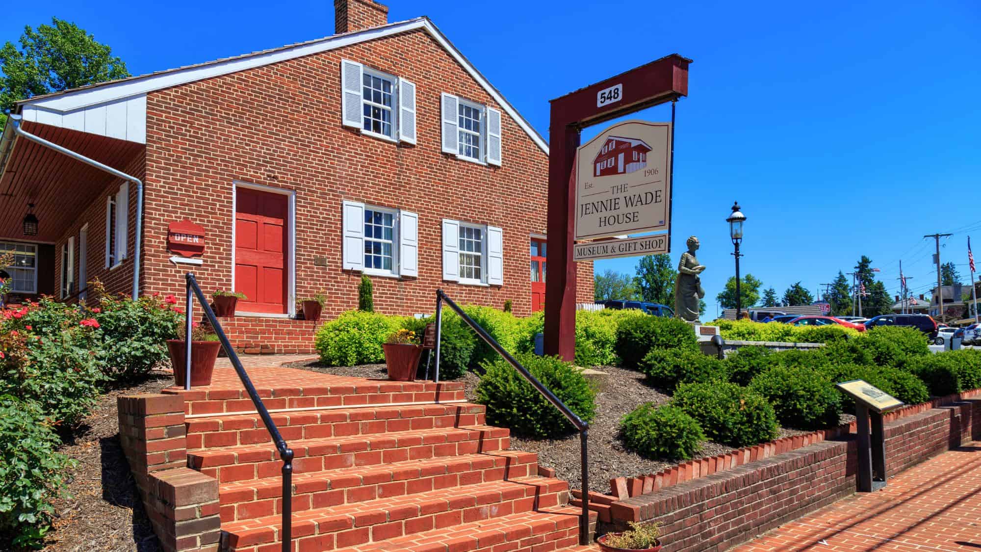 Gettysburg, PA, USA - July 7, 2018: The house where the only Gettysburg resident was killed by a stray bullet has become a popular tourist attraction and museum and is called the Jennie Wade House.