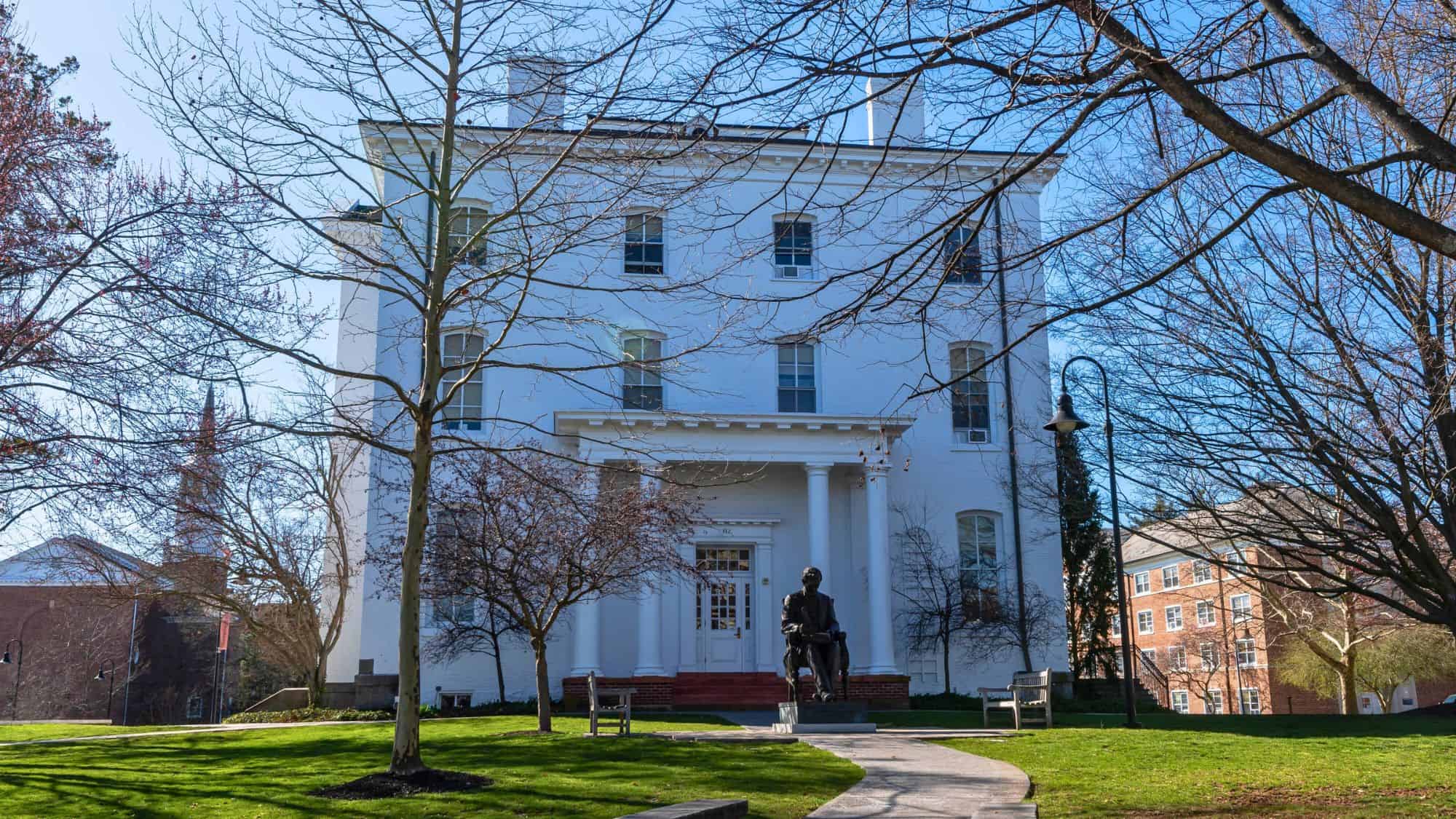 Gettysburg, Pennsylvania, USA March 11, 2024 Buildings on the campus of Gettysburg College on a sunny winter day
