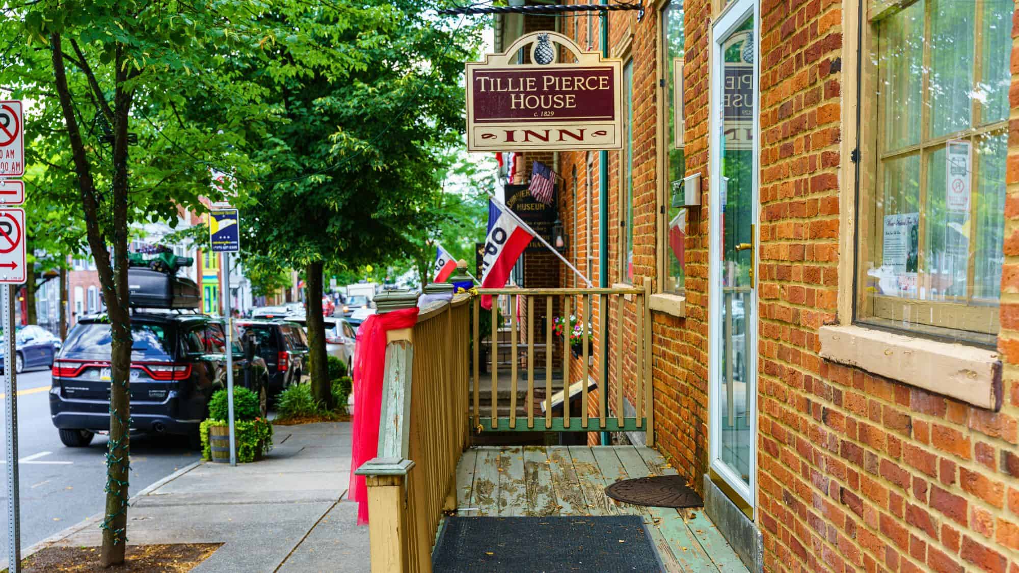 Gettysburg, PA, USA - July 4, 2021: The Tillie Pierce House on Baltimore Street in Gettysburg.
