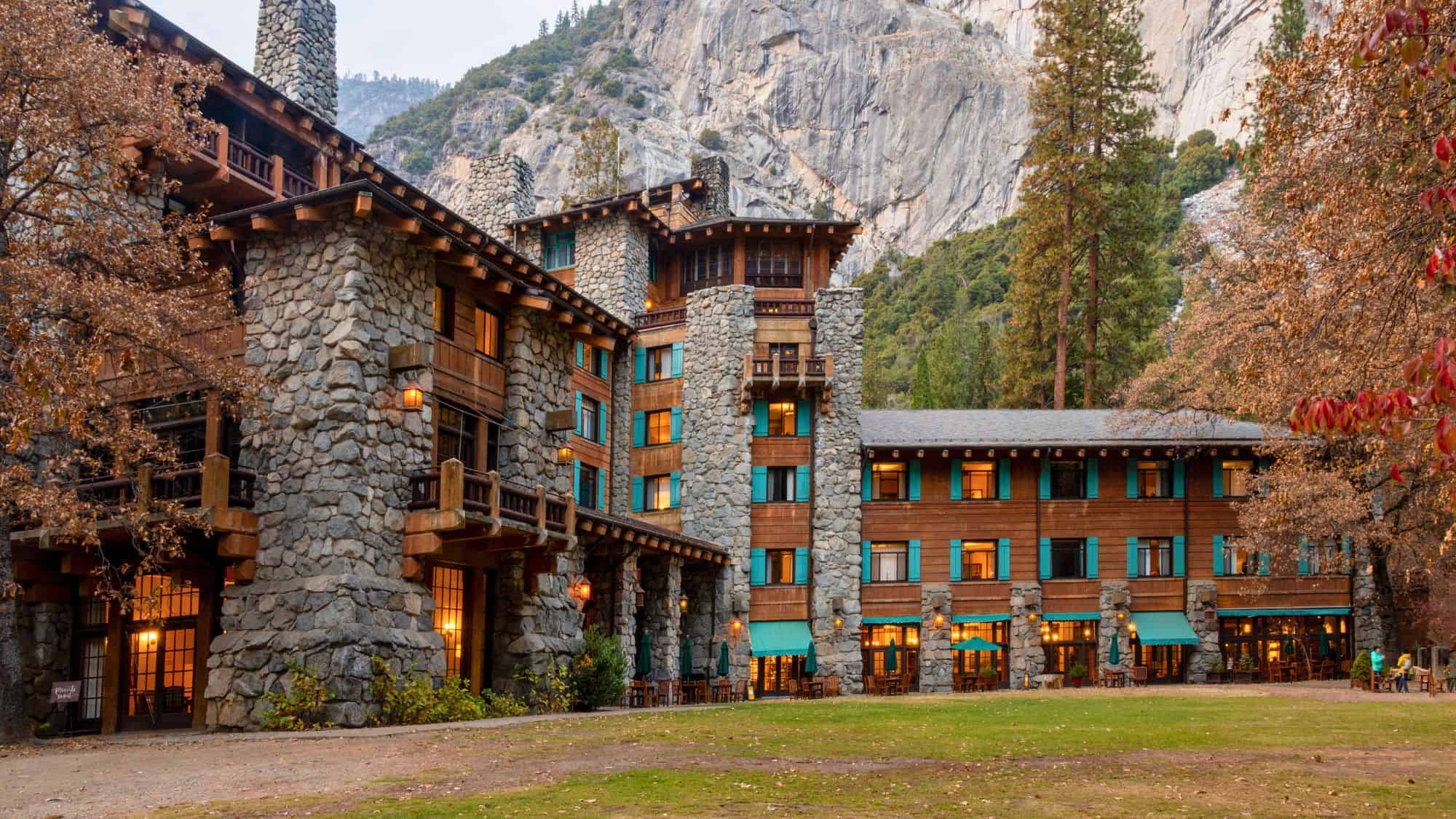 YOSEMITE NATIONAL PARK, CALIFORNIA, USA - NOV 19, 2019 : Ahwahnee hotel in the Yosemite Valley in Yosemite National Park, California, USA